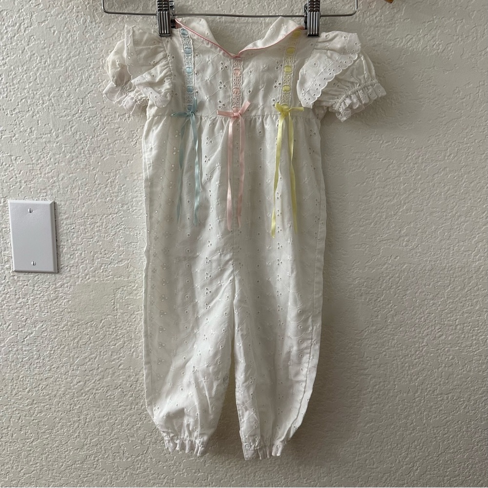 Vintage Baby onesie with ruffles and Peter Pan collar